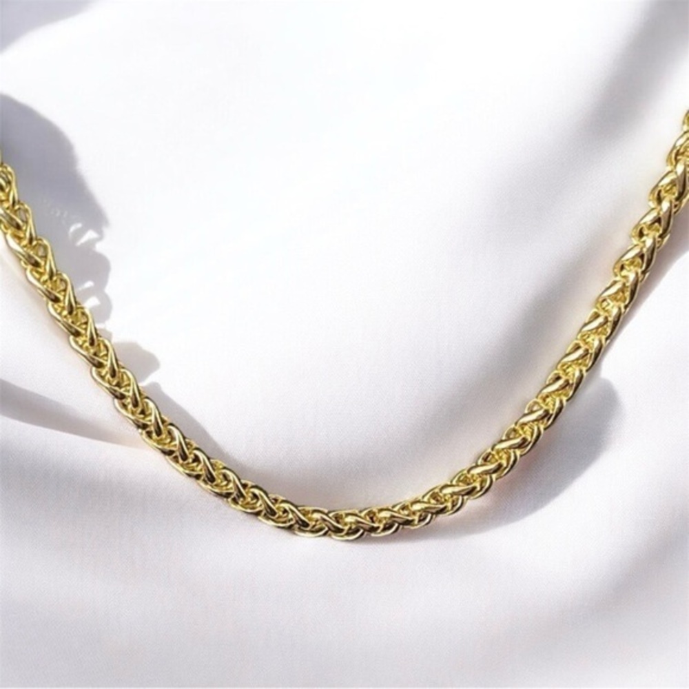 Classic 22 inch 4mm 18k Gold Plated Wheat Chain Necklace - Gold